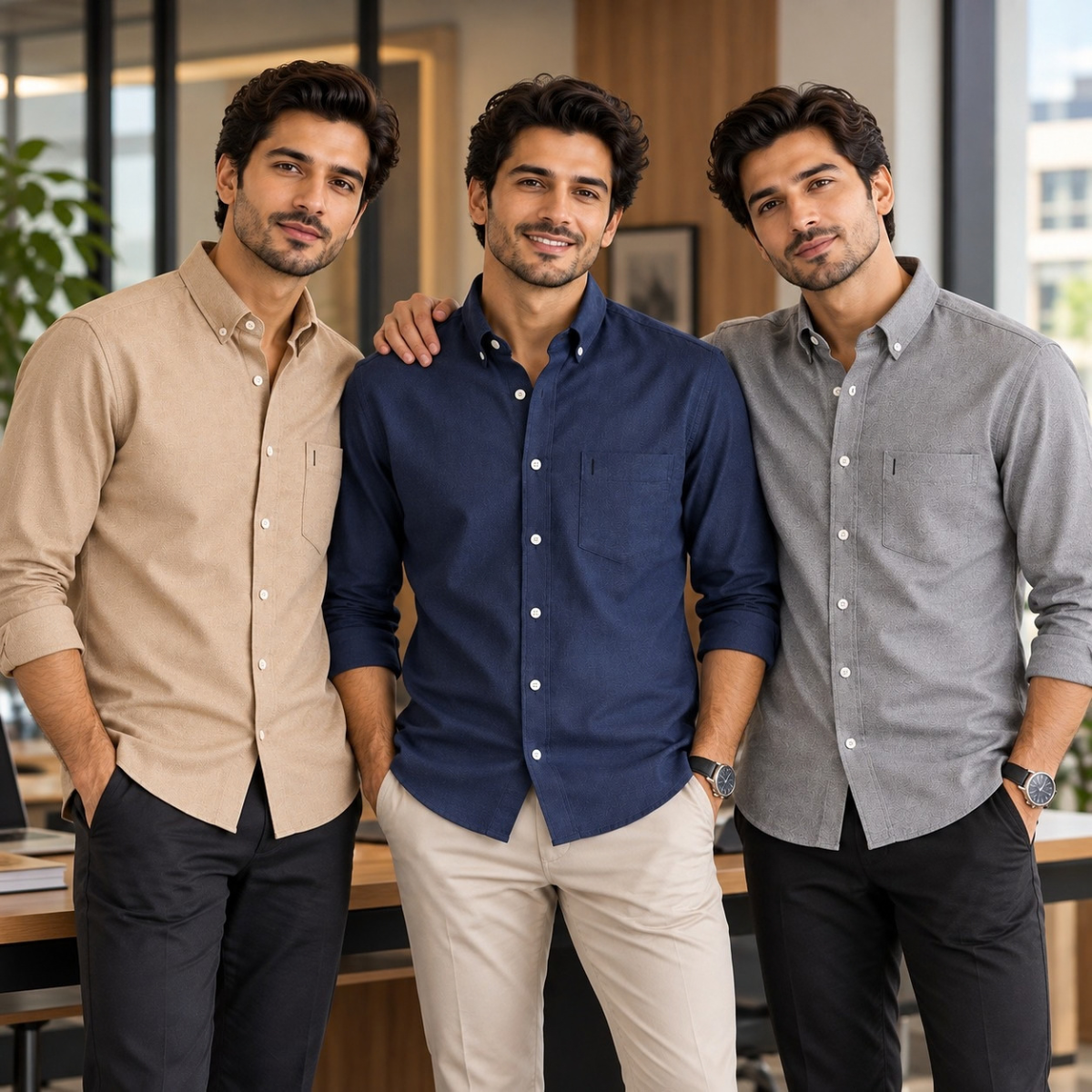 3 Pack Premium Solid Shirts for Men ( S3 )