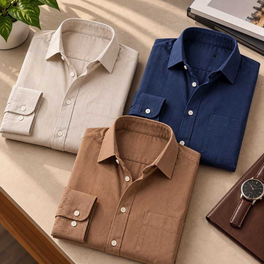 3 Pack Premium Solid Shirts for Men ( S5 )