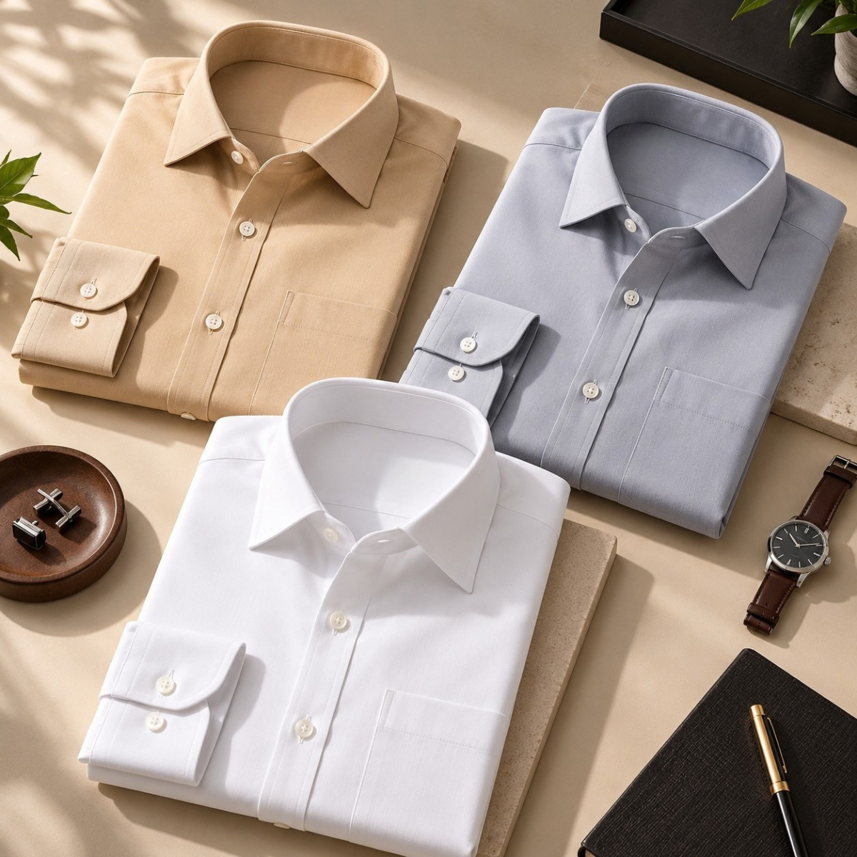 3 Pack Premium Solid Shirts for Men ( S1 )