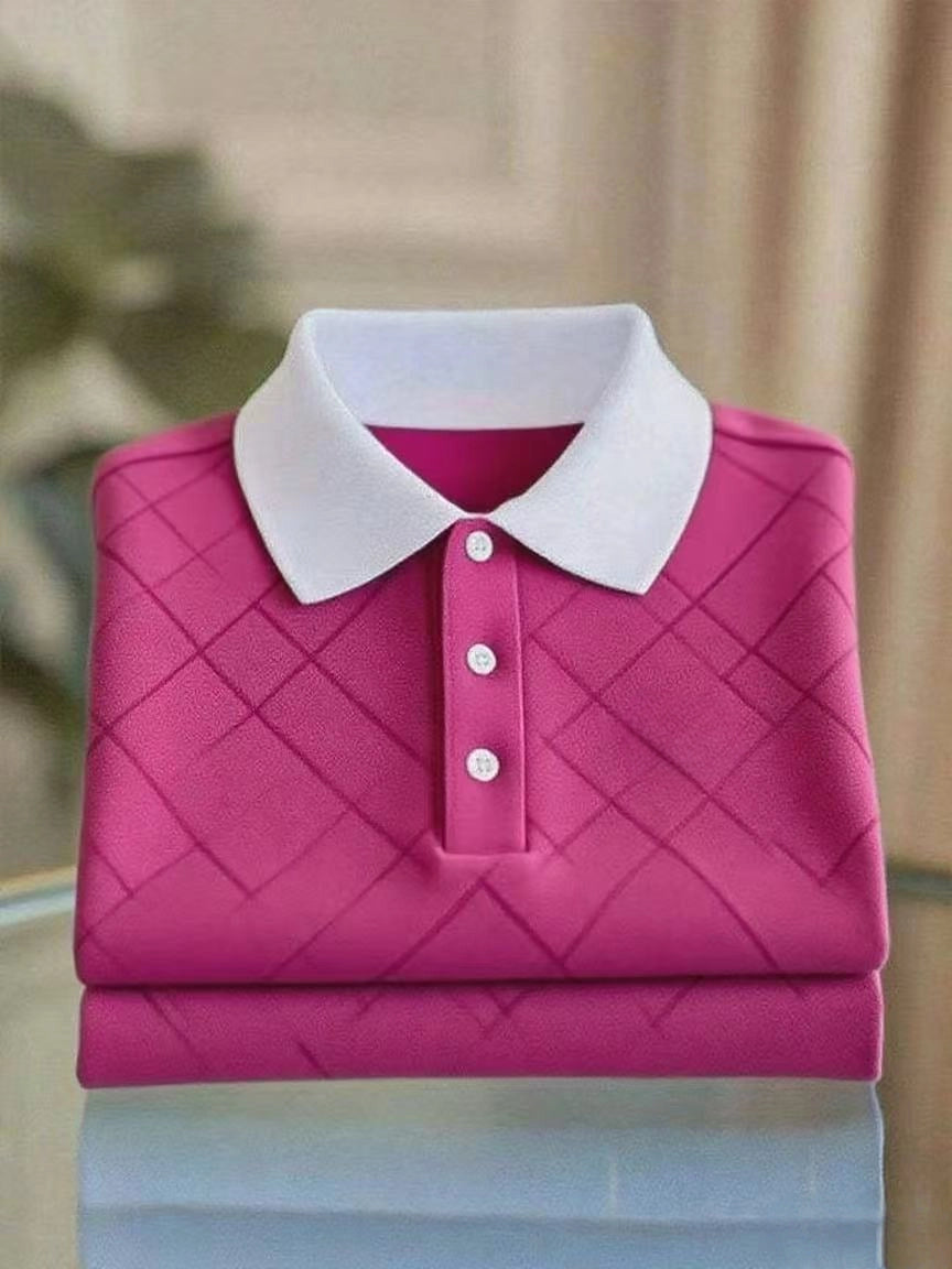 Men's Business Casual Button Short Sleeve Polo Shirt