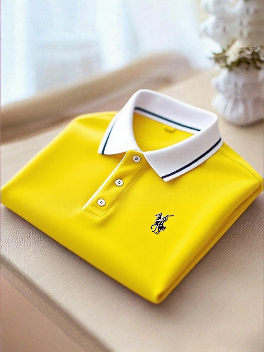 Men's Business Casual Button Short Sleeve Polo Shirt