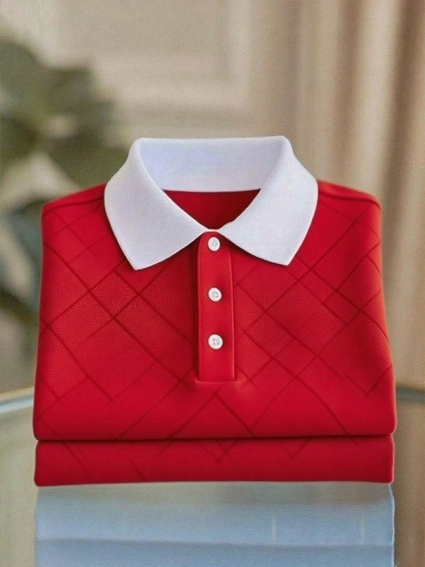 Men's Business Casual Button Short Sleeve Polo Shirt