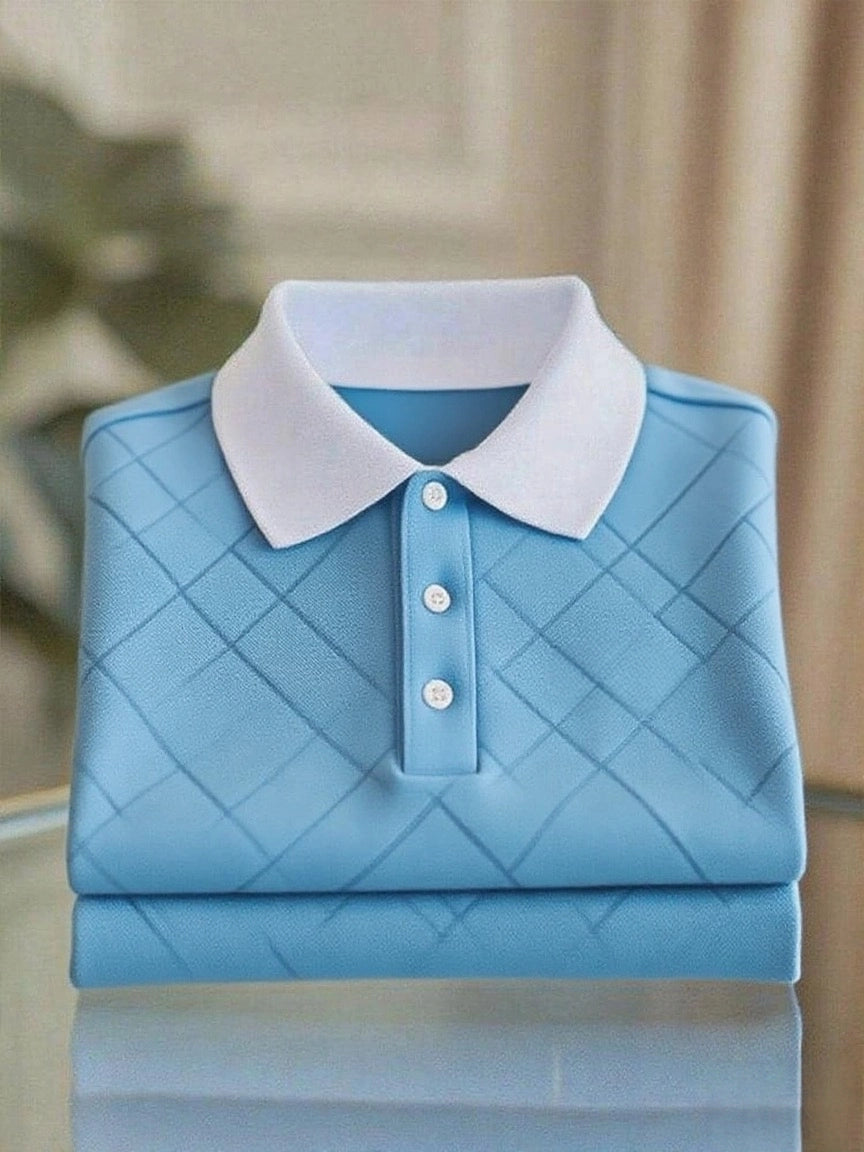 Men's Business Casual Button Short Sleeve Polo Shirt