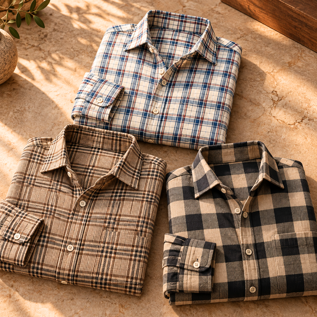 3 Pack Premium Checked Everyday Shirts for Men ( C3 )