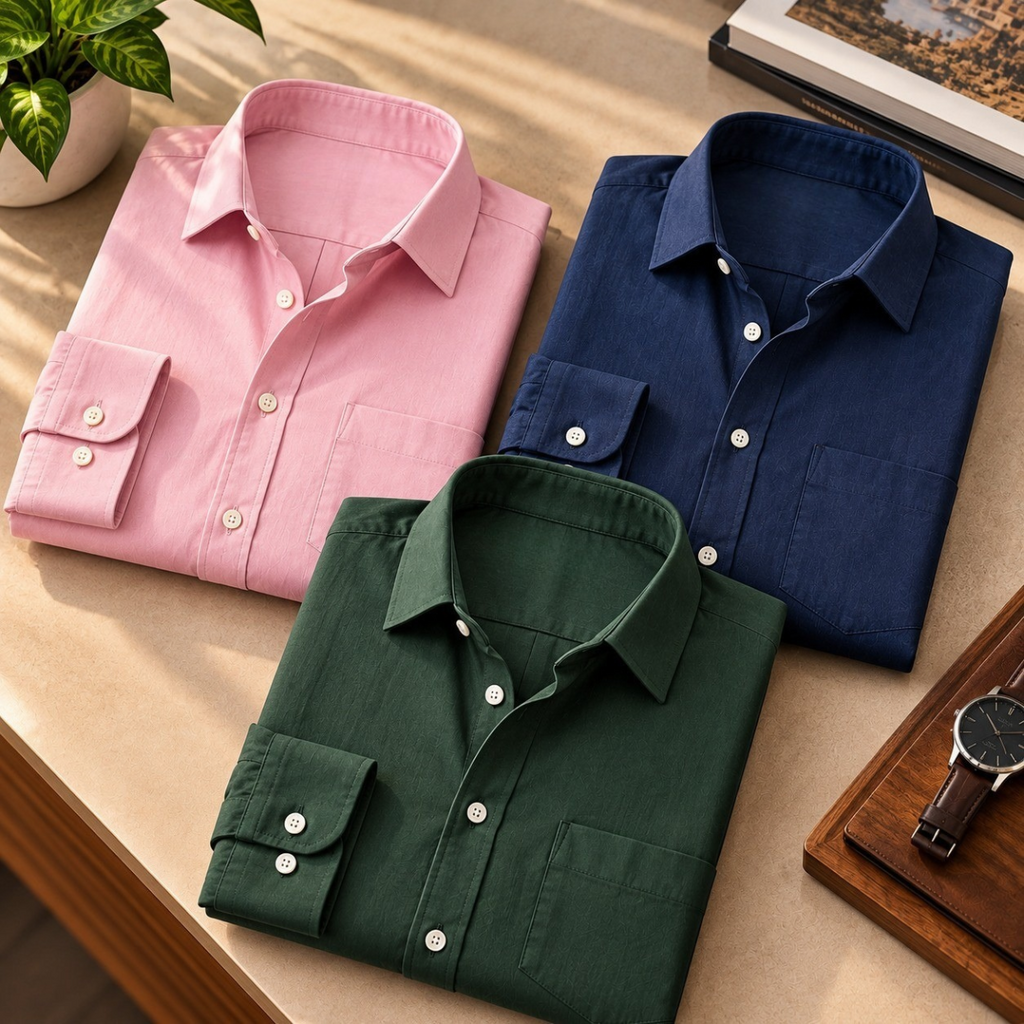 3 Pack Premium Solid Shirts for Men ( S6 )