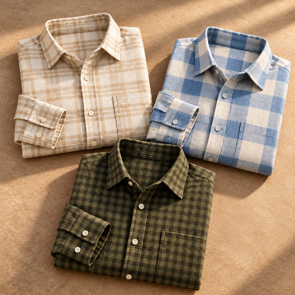3 Pack Premium Checked Everyday Shirts for Men ( C4 )