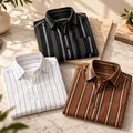 3 Pack Classic Fit Premium Striped Shirts for Men ( SS5 )