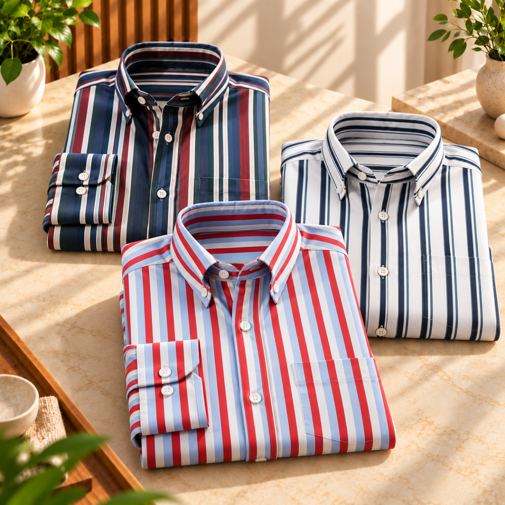 3 Pack Classic Fit Premium Striped Shirts for Men ( SS6 )