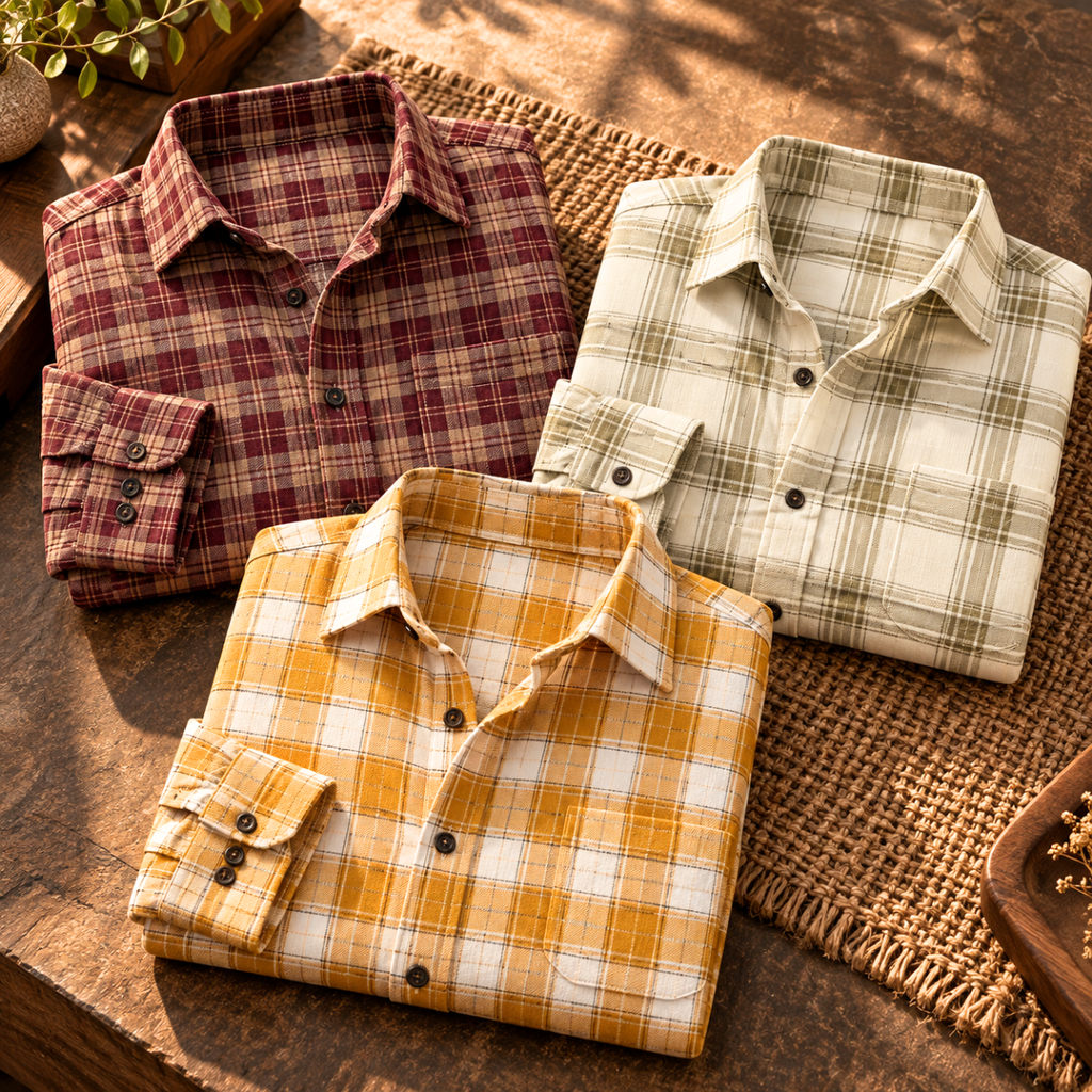 3 Pack Premium Checked Everyday Shirts for Men ( C7 )