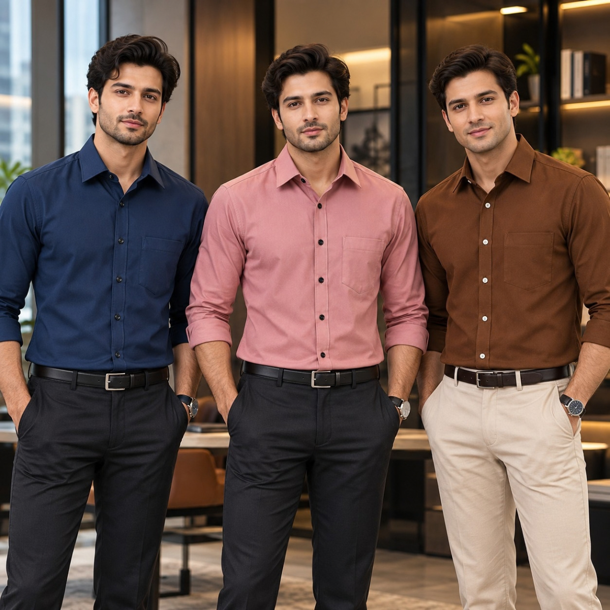 3 Pack Premium Solid Shirts for Men ( S2 )