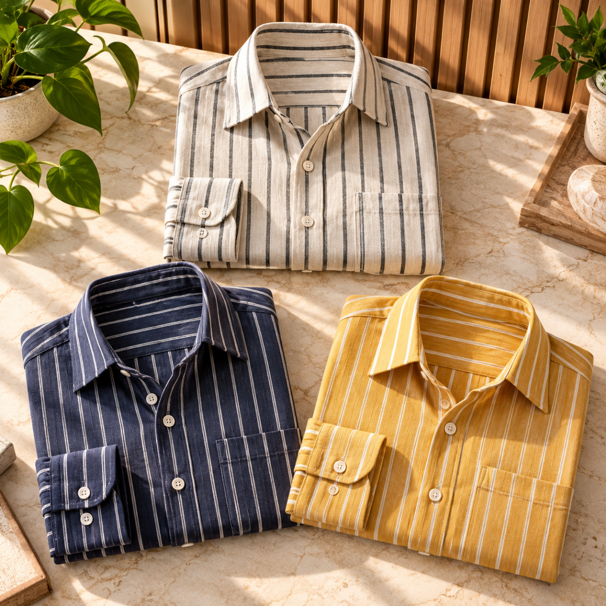3 Pack Classic Fit Premium Striped Shirts for Men ( SS8 )