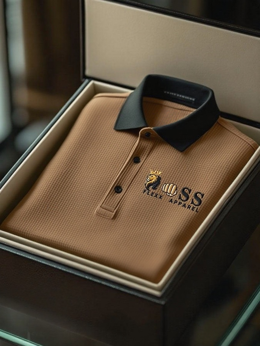 Men's Fashion Business Style Letter Printed Waffle Casual Short Sleeve POLO Shirt