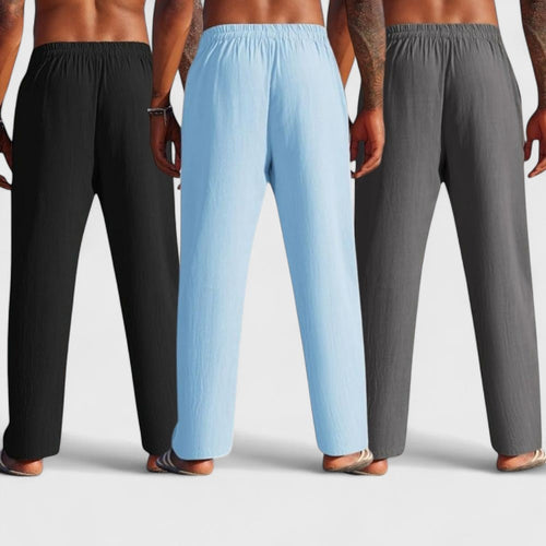 Combo of 3 Linen Loose Fit Men Pant Dark Gray-Blue and Black-50383