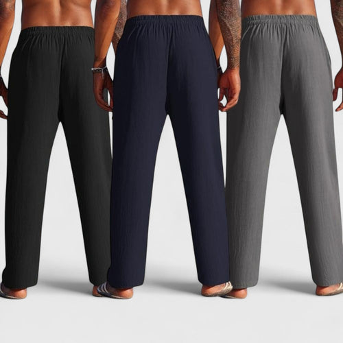 Combo of 3 Linen Loose Fit Men Pant Dark Gray-Navy Blue and Black-50401