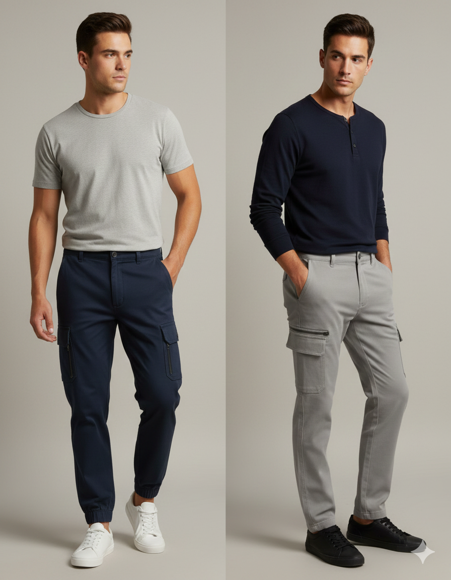 Men's Casual Cargo Pants Pack of 2