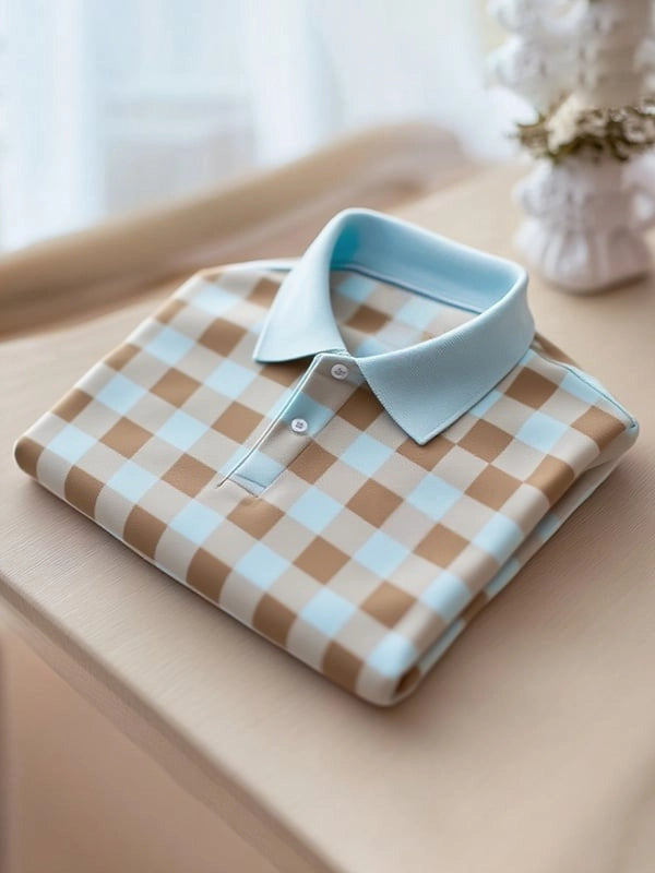 Men's Classic Business Button Short Sleeve Polo Shirt