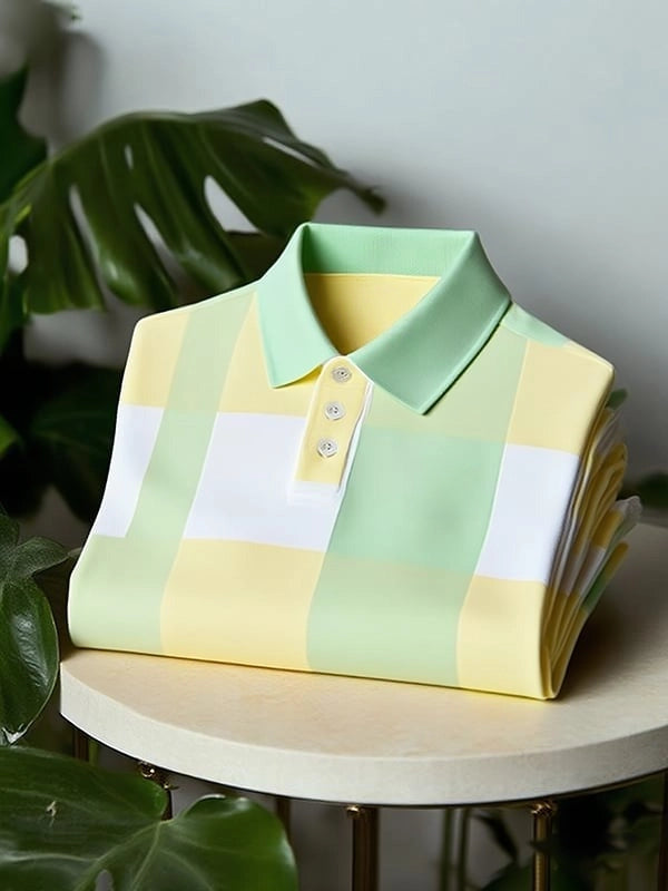 Men's Classic Business Button Short Sleeve Polo Shirt