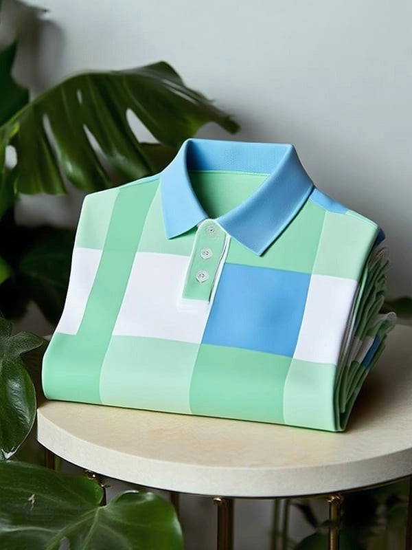 Men's Classic Business Button Short Sleeve Polo Shirt