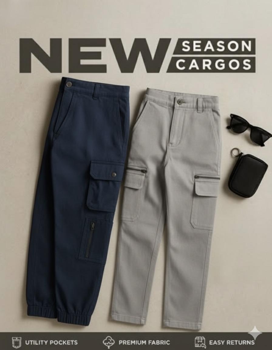 Men's Casual Cargo Pants Pack of 2
