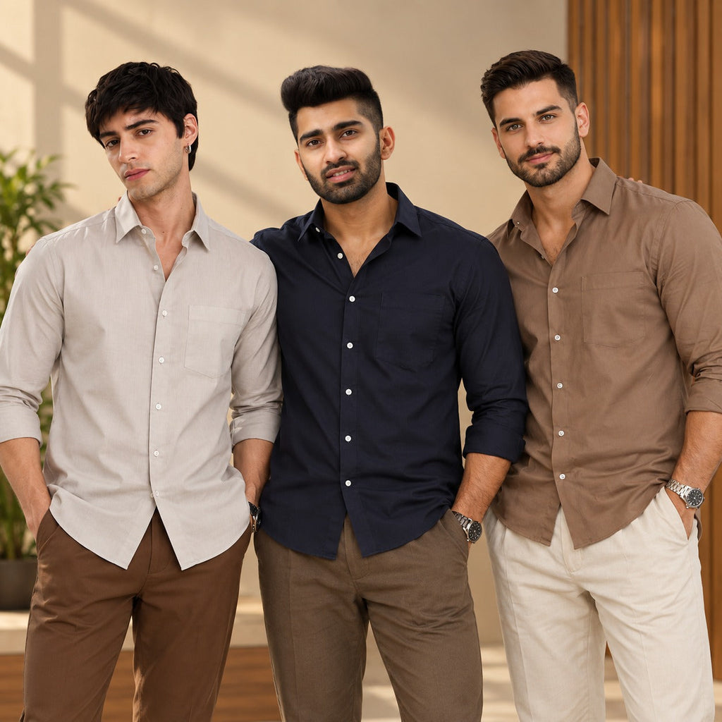 3 Pack Premium Solid Shirts for Men ( S5 )