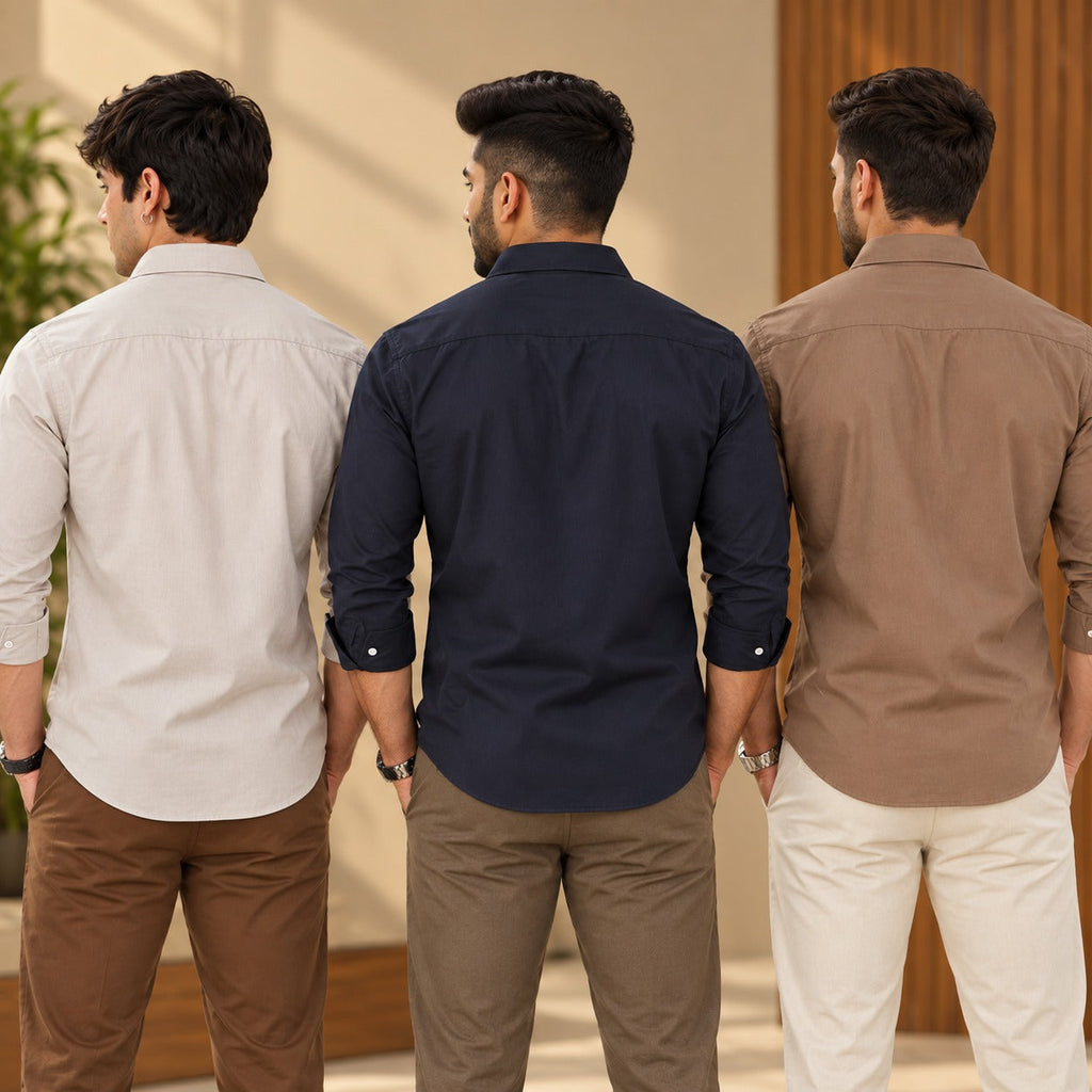 3 Pack Premium Solid Shirts for Men ( S5 )
