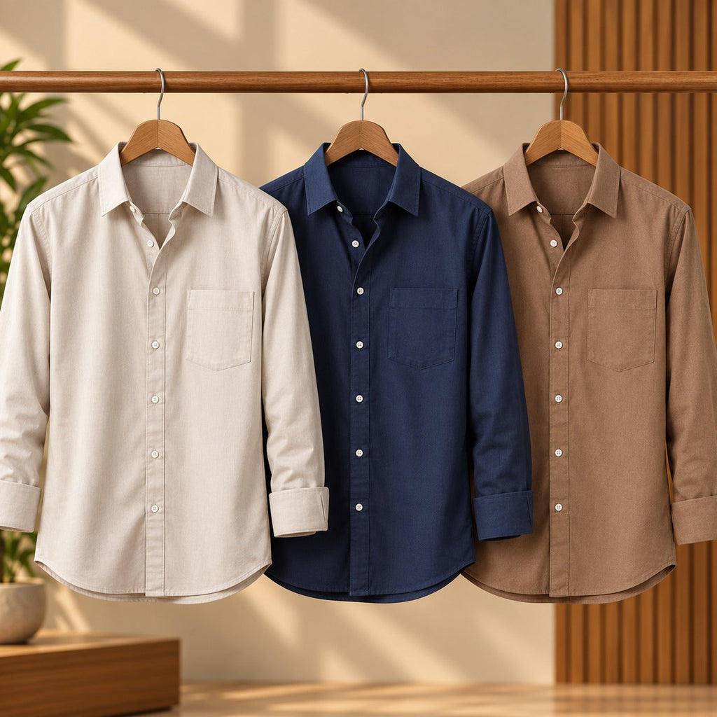 3 Pack Premium Solid Shirts for Men ( S5 )