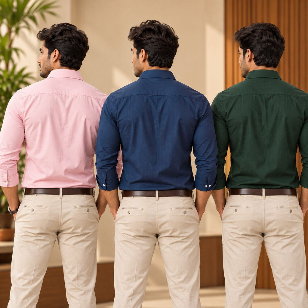 3 Pack Premium Solid Shirts for Men ( S6 )