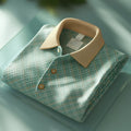 Men's Business Casual Jacquard Button Short Sleeve Polo Shirt